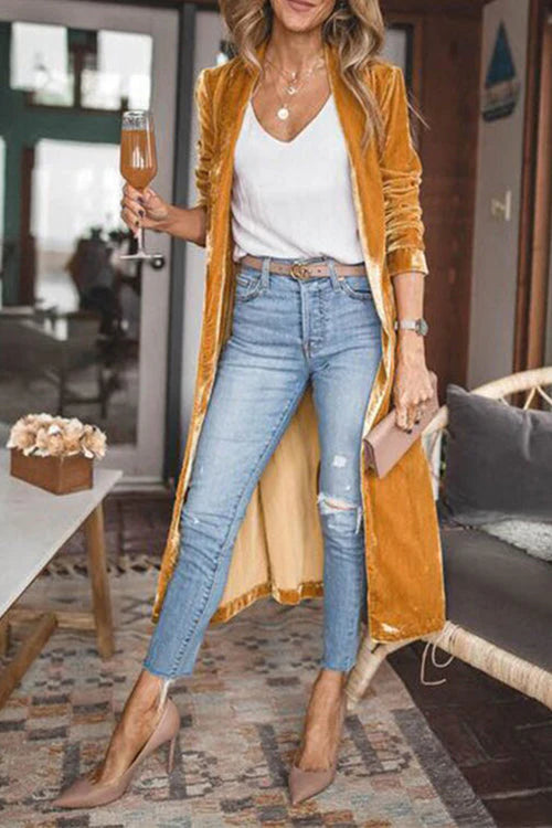 Trixiedress Paula Long Sleeve Velvet Long Coat