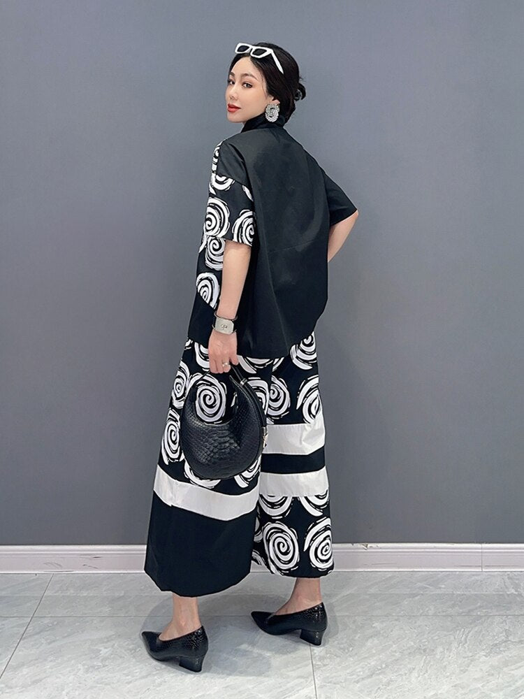 Casual Chic Blouse & Wide Leg Pants 2-Piece Set